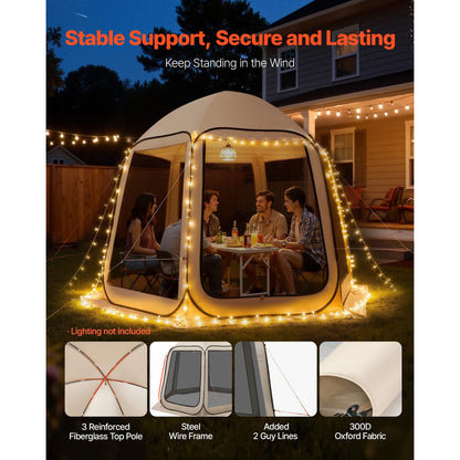 Screen House Tent 10x9.2 Beige - Pop Up Canopy for Backyard