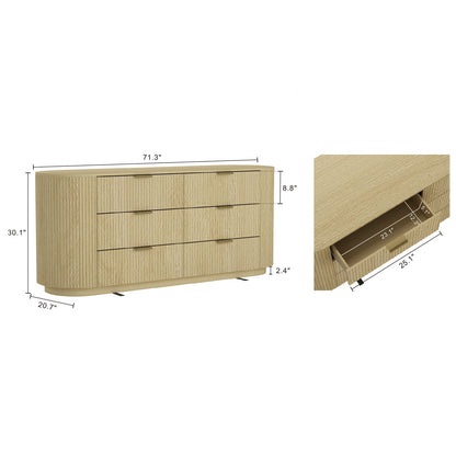 71" Oak Double Dresser - Modern Bedroom Storage