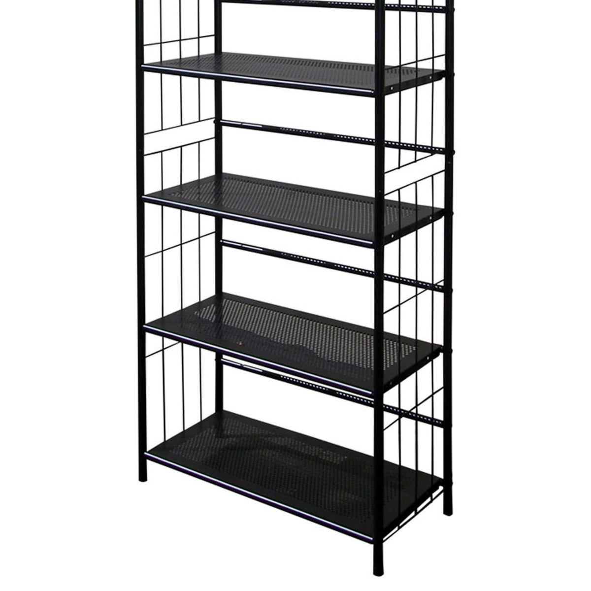 64" Tall Black Corner Bookcase - Metal Shelving Unit
