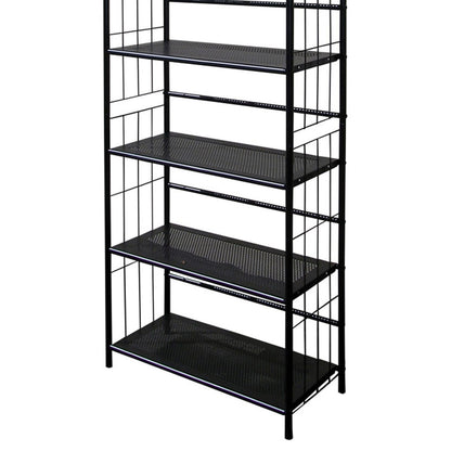 64" Tall Black Corner Bookcase - Metal Shelving Unit