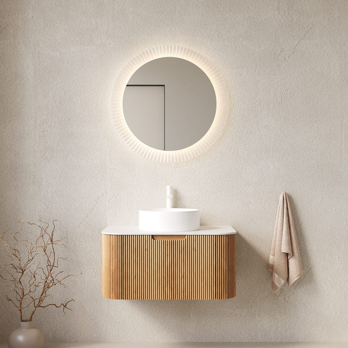 DINA 30" Bathroom Vanity with Storage, White Basin
