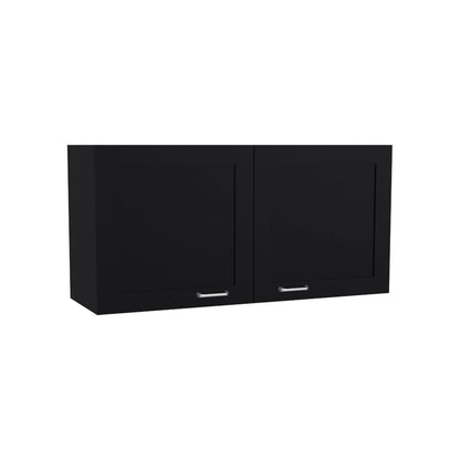 Black Wall Cabinet - 2 Doors, Compact Storage for Living Room