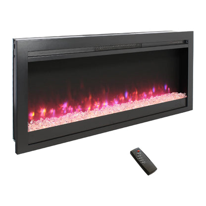 Antique Black Electric Fireplace Insert - 44 Inch Wall Mounted for Living Room