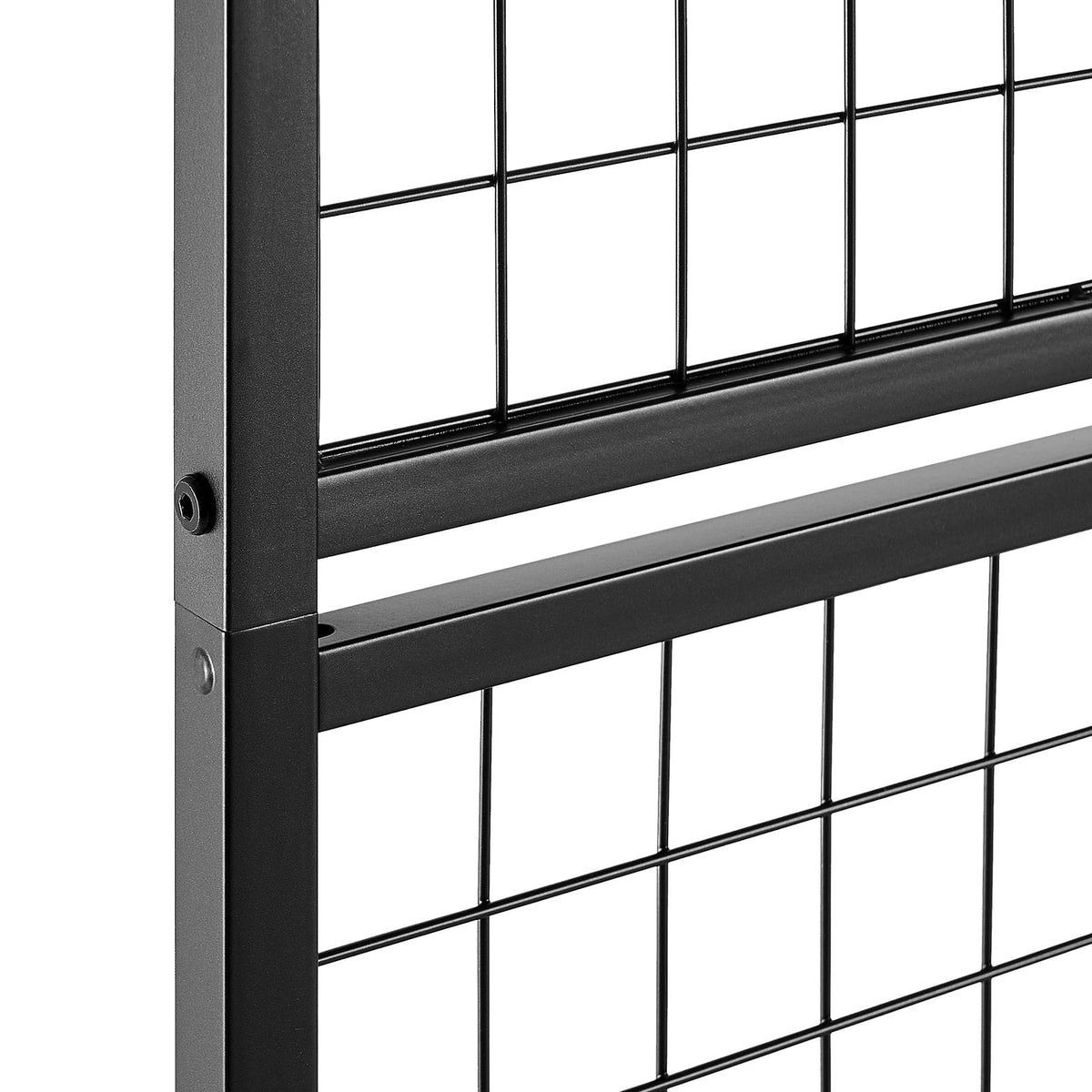33.5" Black Carbon Steel Grid Wall Panel with Wheels for Living Room