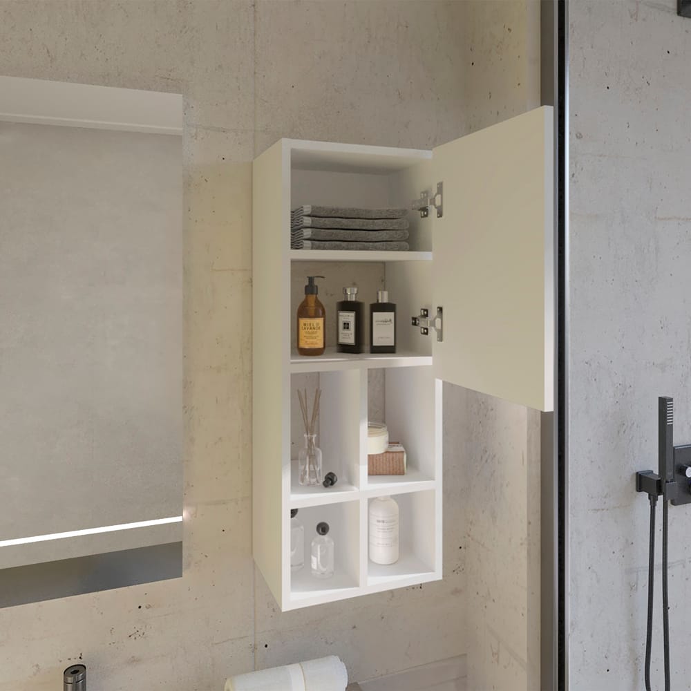 White Wall Cabinet Bathroom Storage Unit - 9.3 x 12.2"