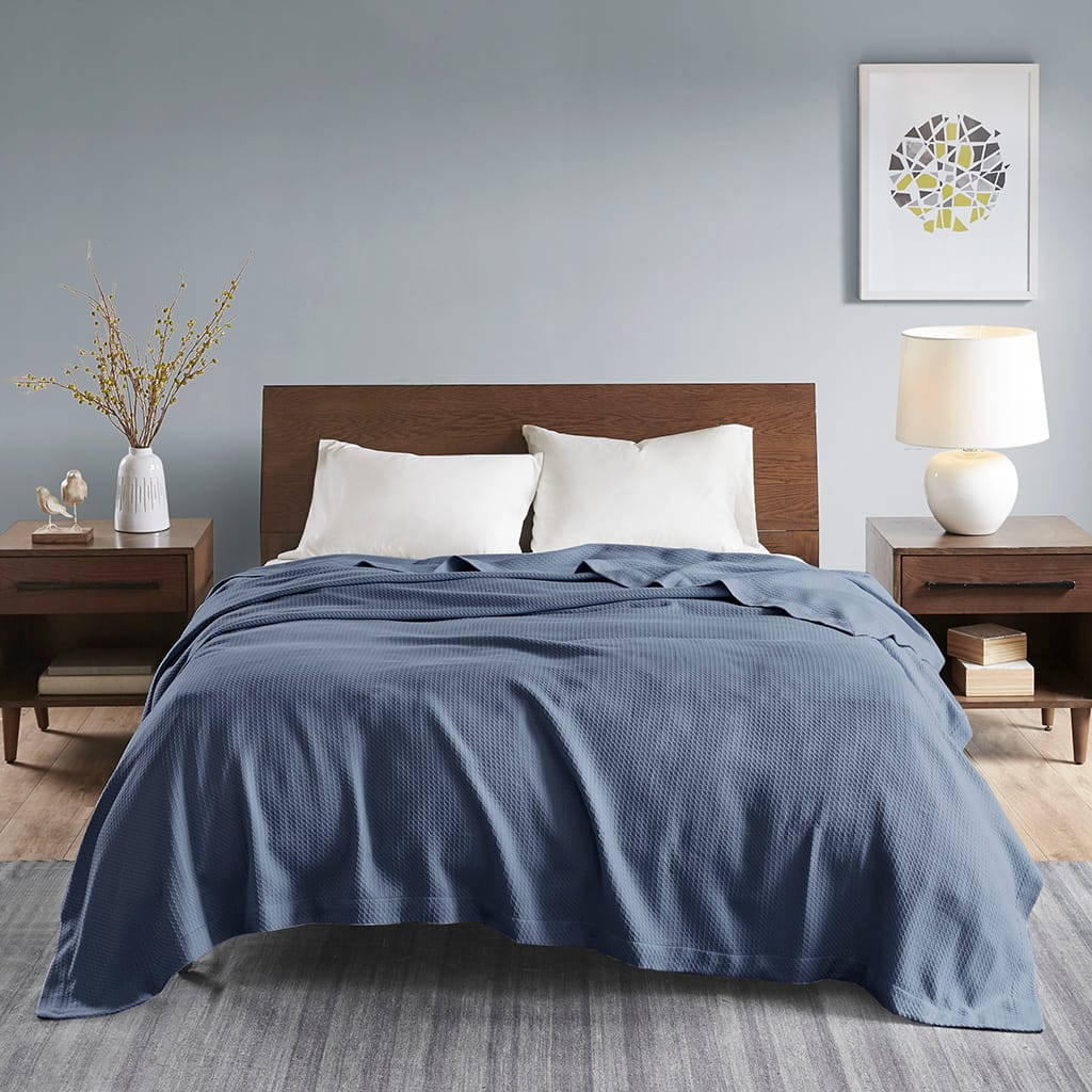 Soft Cotton Blue Blanket - 90x90 Inches