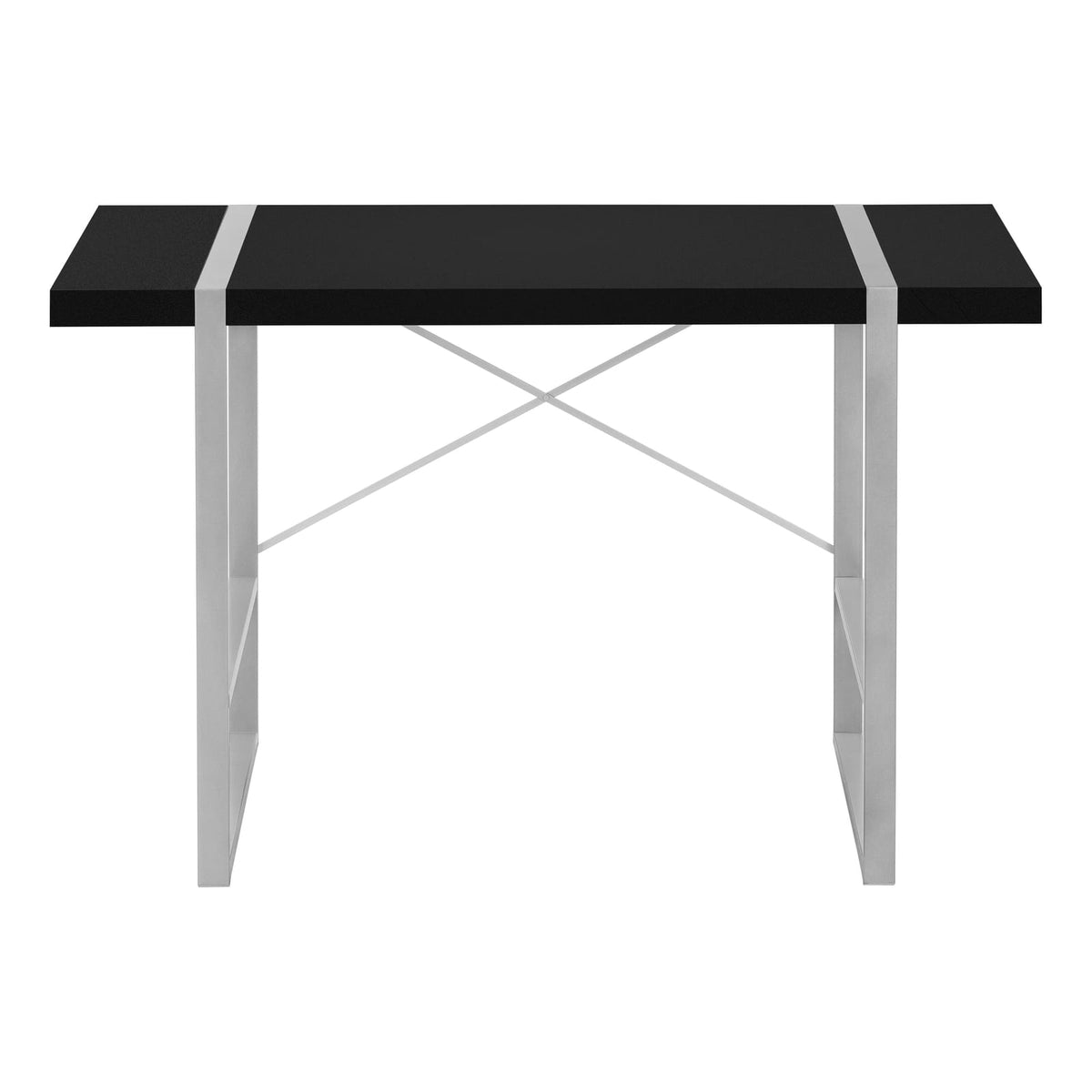 Industrial Computer Desk with Metal Legs, Black Particle Board Work Surface