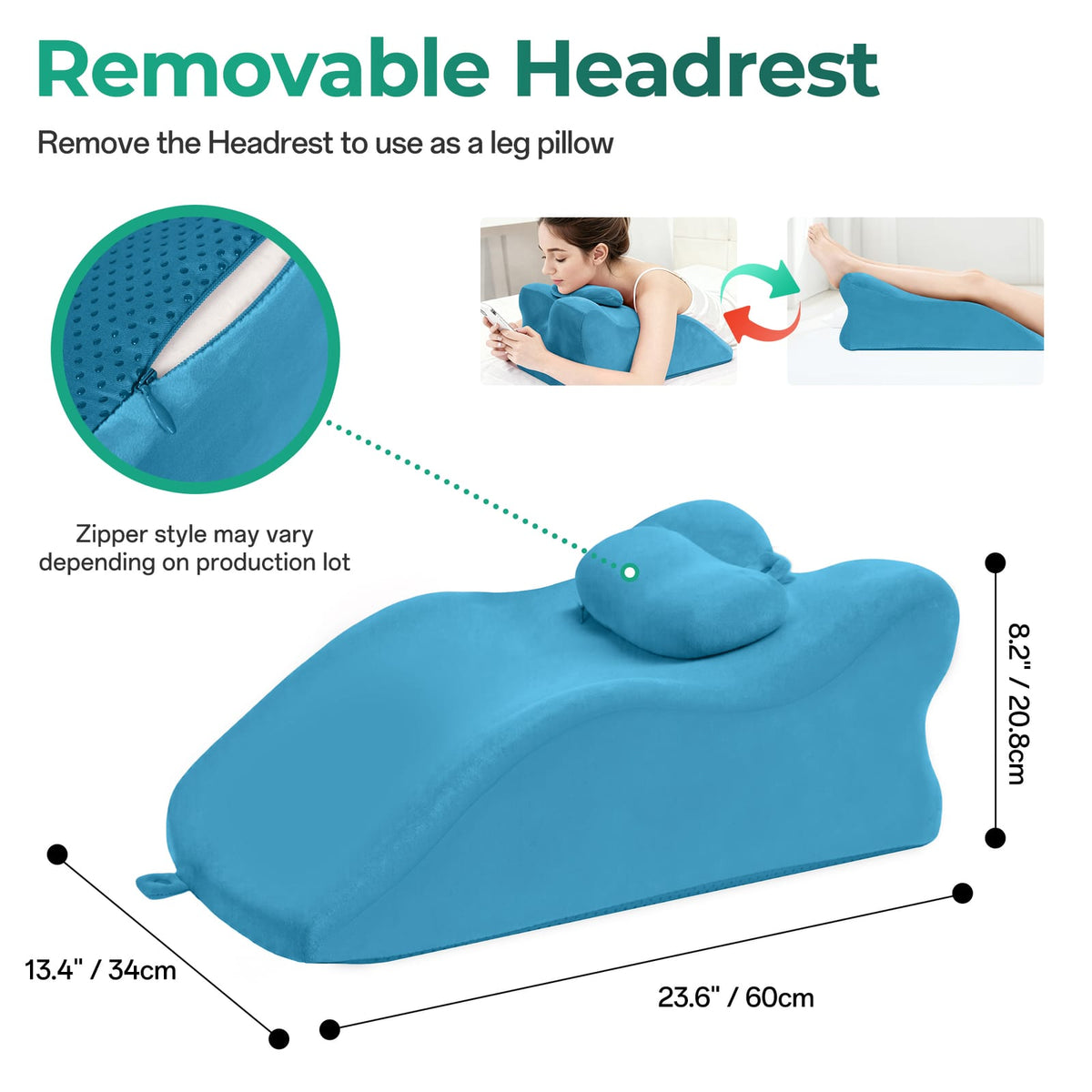 Blue Velvet Memory Foam Pillow for Ergonomic Sleep Support