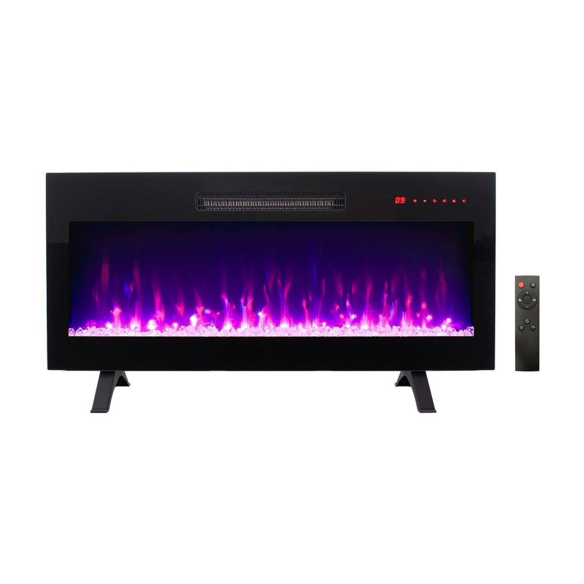 Antique Black Electric Fireplace - Wall Mounted Flame Effect for Living Room