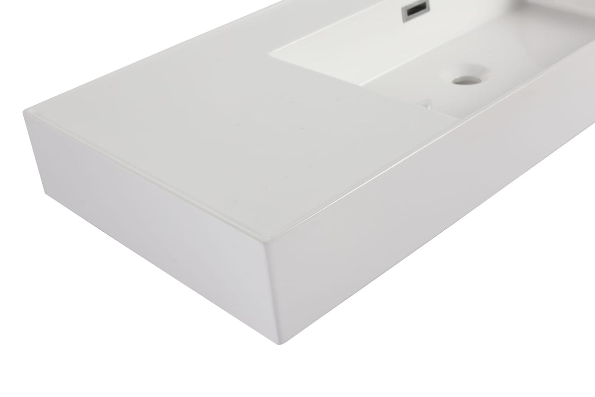 Gloss White Resin Bathroom Vanity - 47.2" Sink