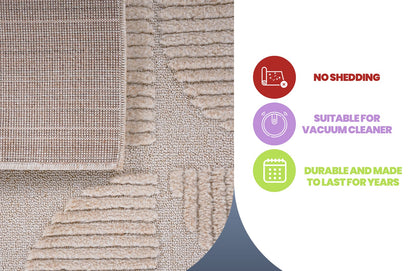 22" x 8 Beige Polypropylene Runner Rug - Modern Bedroom or Hallway