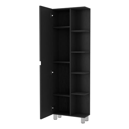 Black Bathroom Cabinet - 5 Shelves, Freestanding Storage