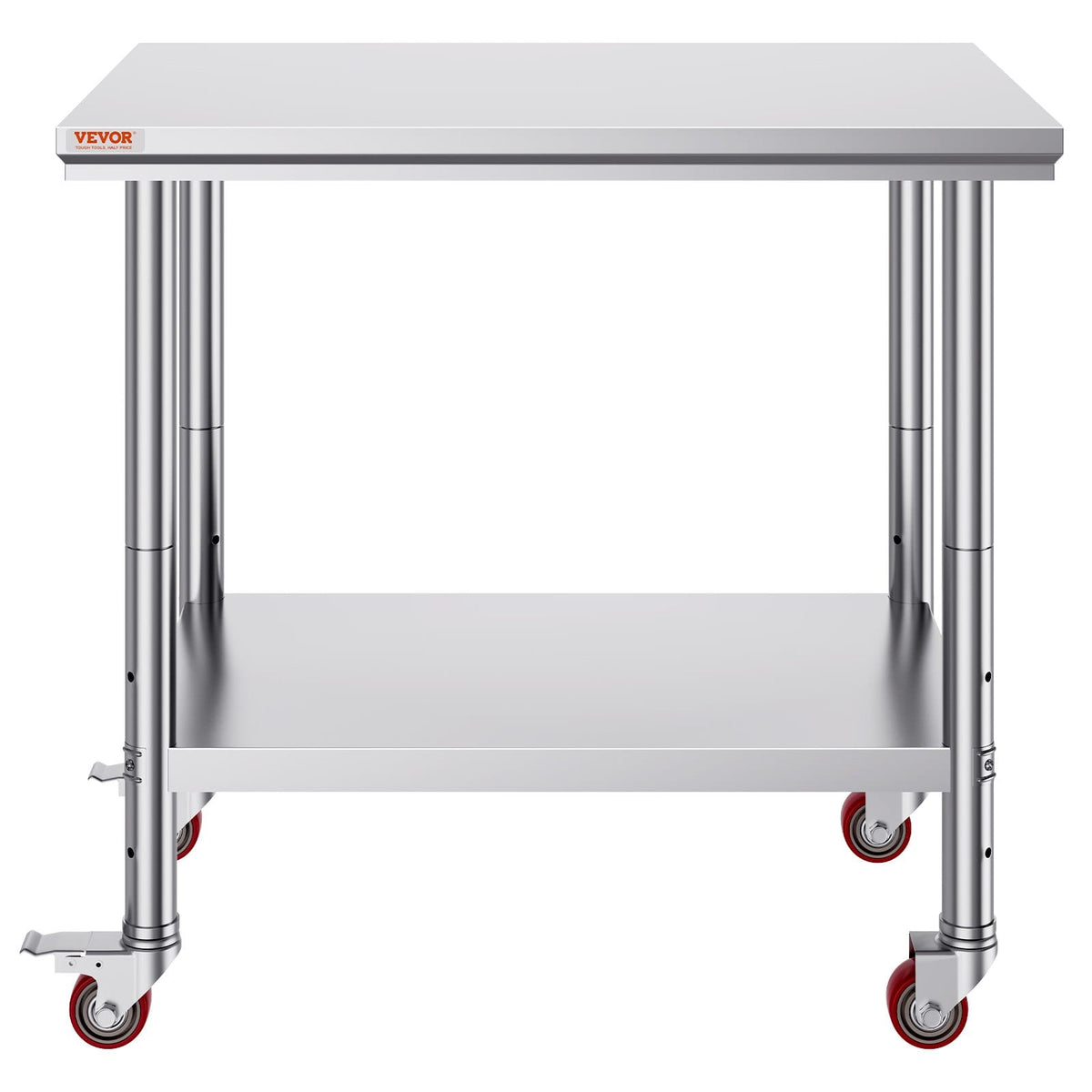 36 Inch Stainless Steel Work Table - 4 Wheels Commercial Prep Table