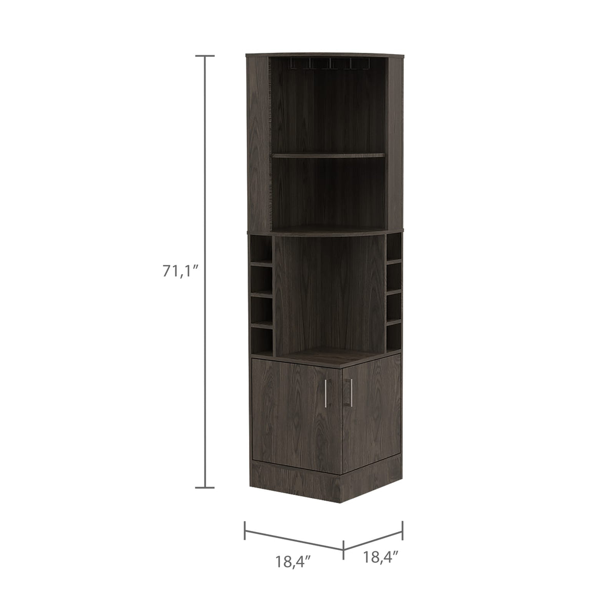 Brown Wine Rack Cabinet - 8 Bottle Storage for Dining Room