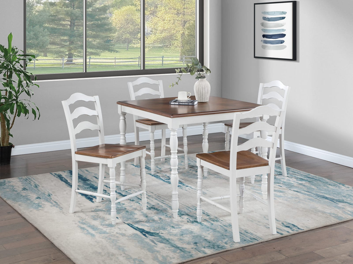 White Square Dining Table Set with 4 Chairs for Dining Room