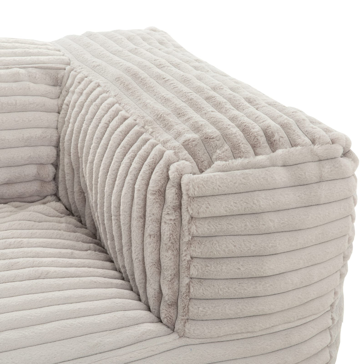 Beige Polyester Memory Foam Bean Bag Sofa - 71" Primary Living Space