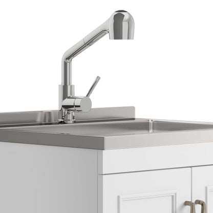 White Laundry Cabinet with Sink - 24" Storage
