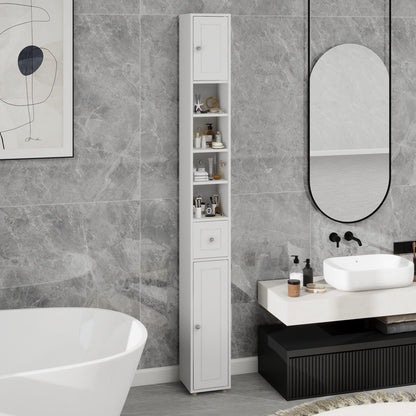 Tall Slim Bathroom Storage Cabinet - White MDF