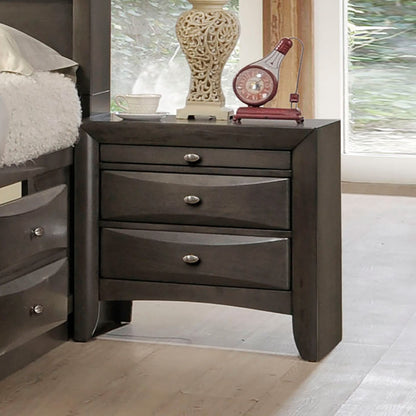 Gray 2 Drawer Bedside Cabinet Nightstand - Contemporary Style