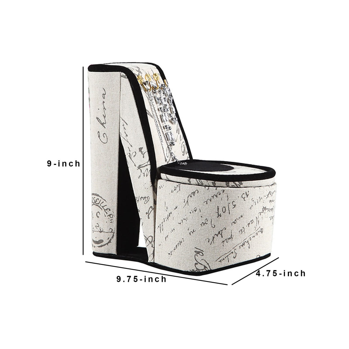 Beige Black Velvet Jewelry Storage Box for High Heels and Accessories for Bedroom