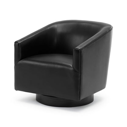 Black Swivel Chair with Wood Base - 32" Seat for Living Room