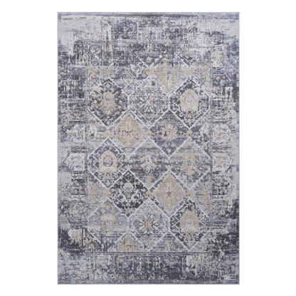 Grey Blue Polyester Area Rug 6x9 Modern Living Room Bedroom Rug