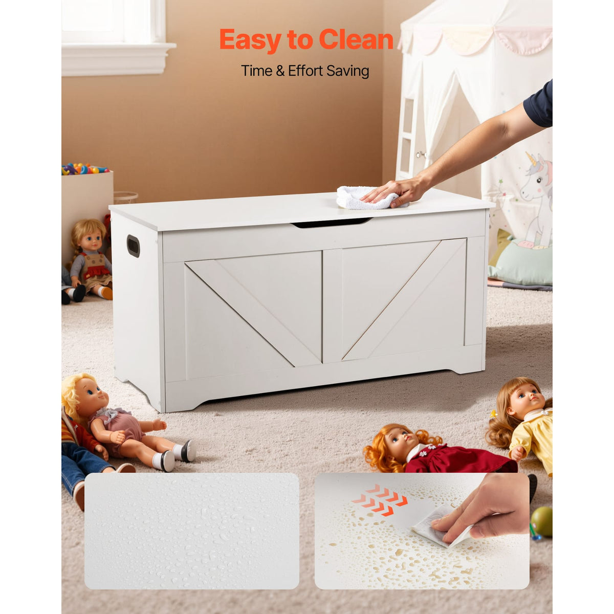 White Kids Storage Bench - Large Toy Box Chest