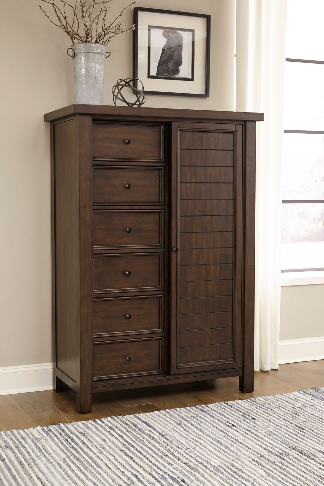 Brown Wood Dresser - 8 Drawer Bedroom Storage