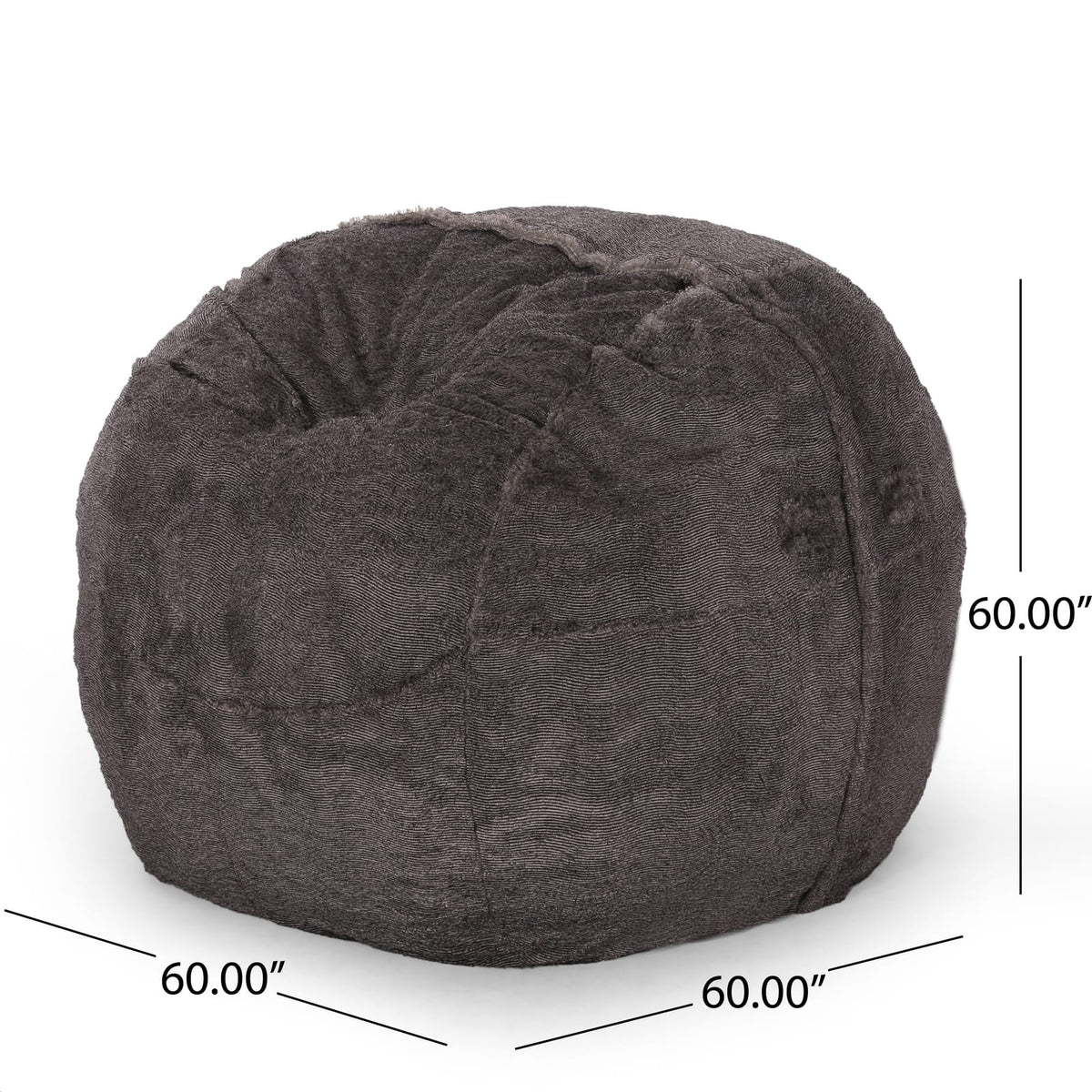 Cozy Faux Fur Bean Bag Chair, Brown Beige, Modern Living Room Seating