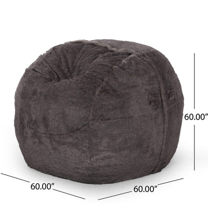 Cozy Faux Fur Bean Bag Chair, Brown Beige, Modern Living Room Seating