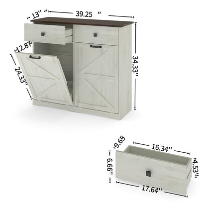 Farmhouse Trash Cabinet - 20 Gallon Capacity, Hidden Storage