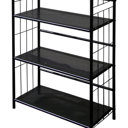64" Tall Black Corner Bookcase - Metal Shelving Unit