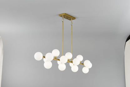 16-Light Farmhouse Chandelier - Gold+White Metal, Opal Glass