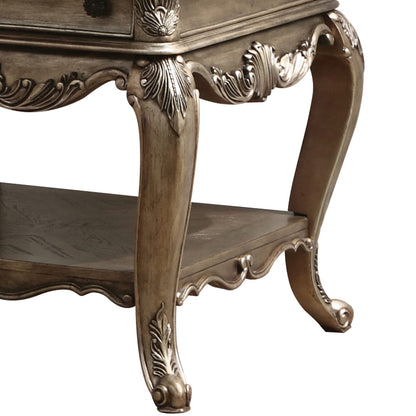 Brown Vintage Rectangular End Table with Drawers for Living Room