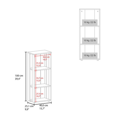 White Bookcase with 4 Shelves - Storage & Display