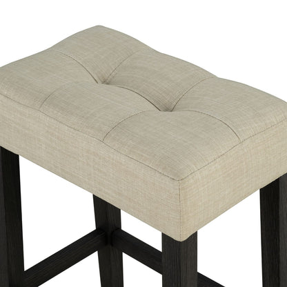 Two-Tone Dining Set for Dining Room Featuring Rubberwood and Fabric Seats