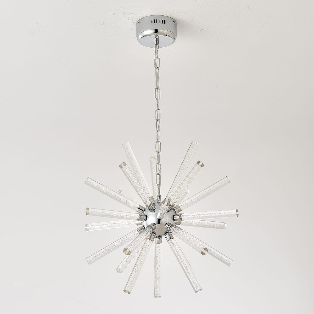 Nickel Metal Bubble Pillar Chandelier - 24 Lights