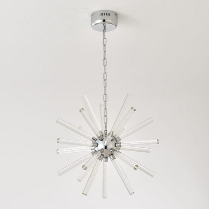 Nickel Metal Bubble Pillar Chandelier - 24 Lights