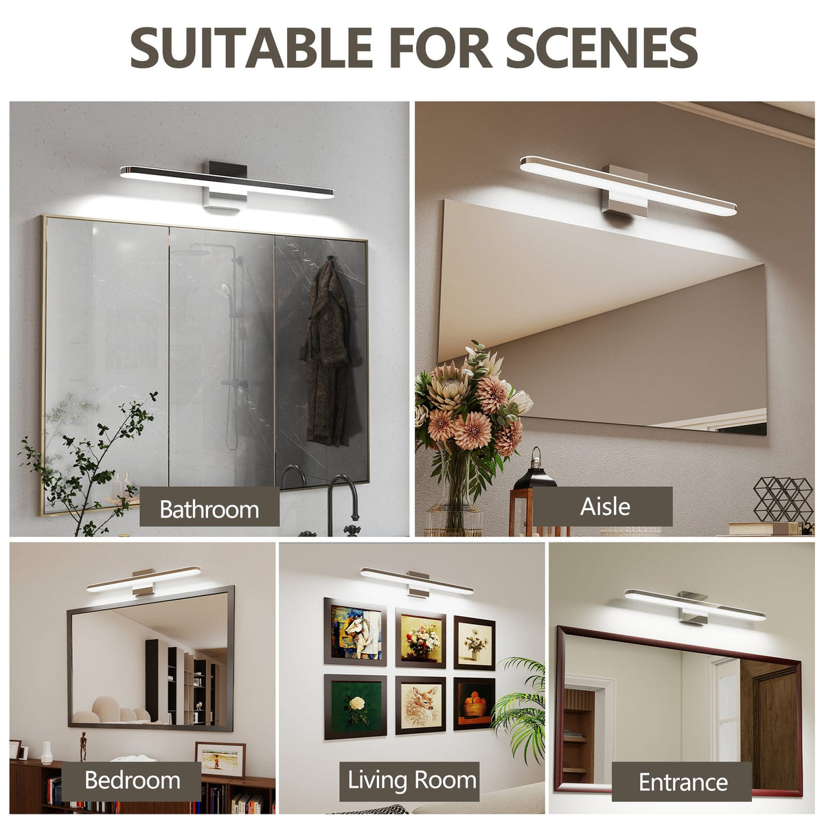Chrome Dimmable Bathroom Vanity Lights - 24 Inch Modern Sconces