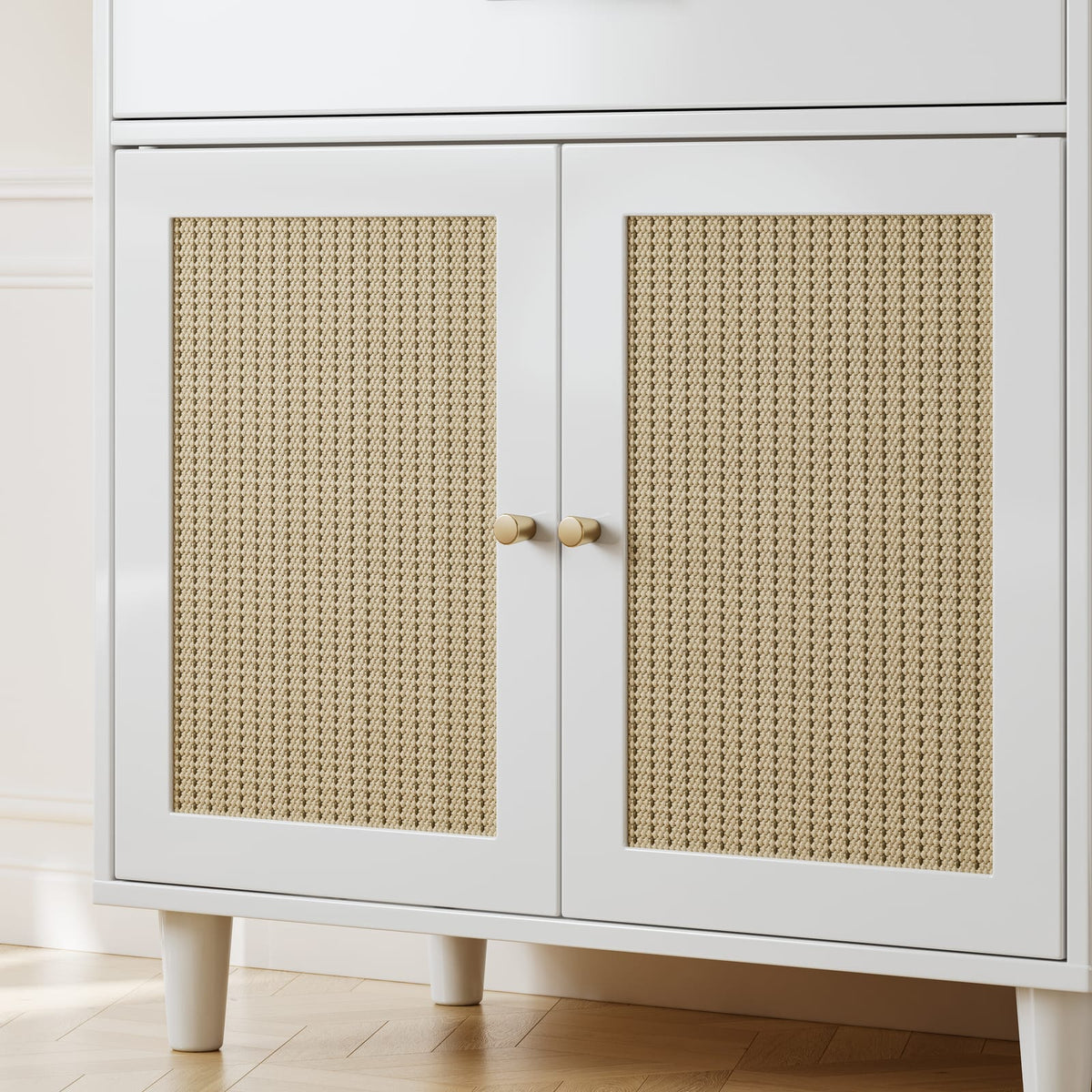 White Cat Litter Box Cabinet - 31.75" Storage with Scratch Pad