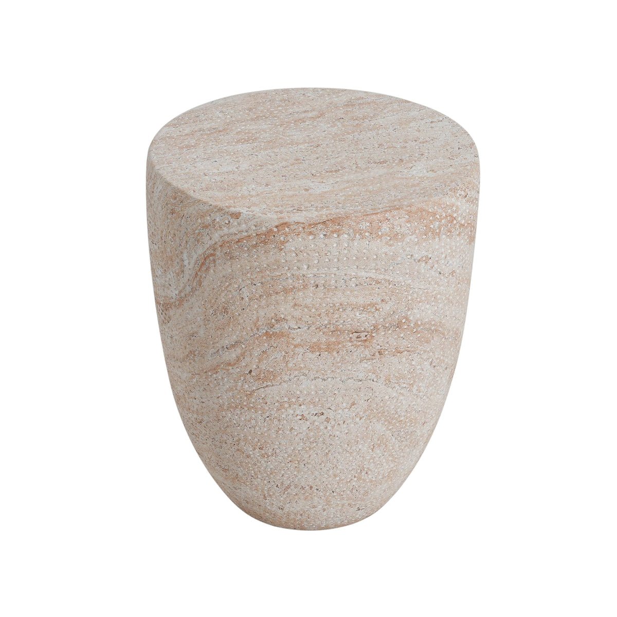 Beige Concrete Side Table - 14.25" Outdoor Patio Table