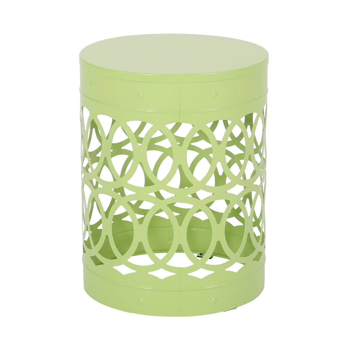 Outdoor Metal End Table - Large, Green Iron