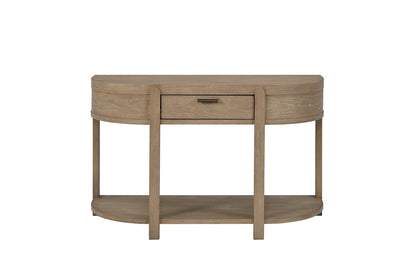 Taupe Natural Wood Console Table - 1 Drawer for Living Room