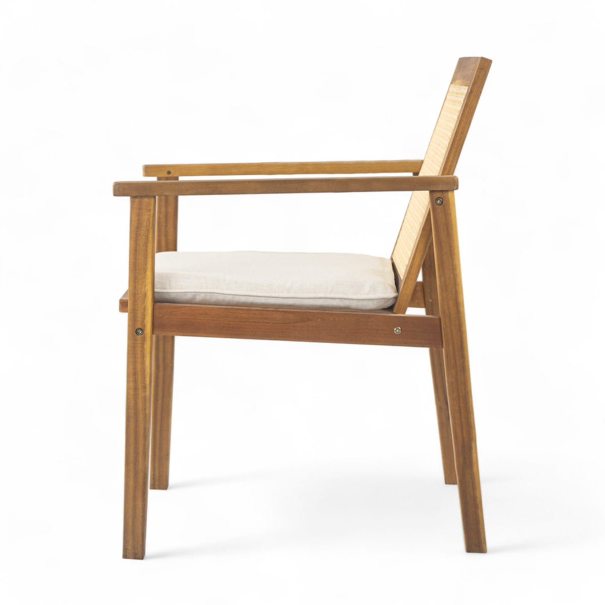 Teak Beige Acacia Wood Patio Dining Chairs Set of 2