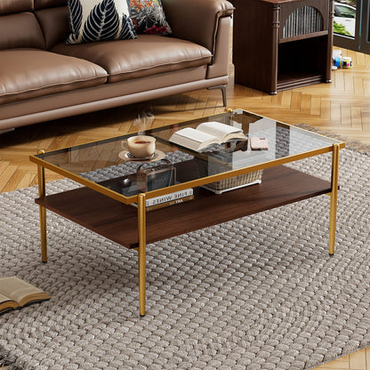 Gray Tempered Glass Coffee Table - 38.39" Modern Design