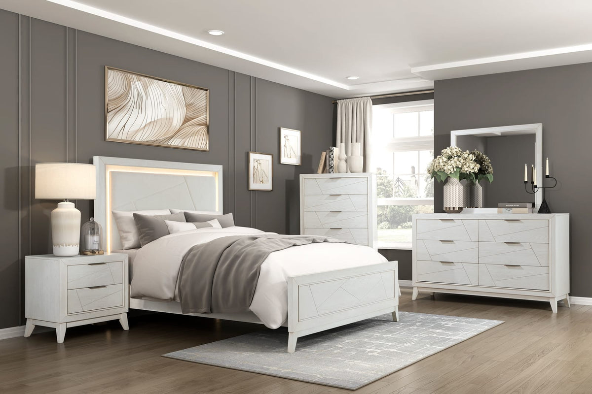 Antique White Dresser - 6 Drawers Modern Bedroom Storage