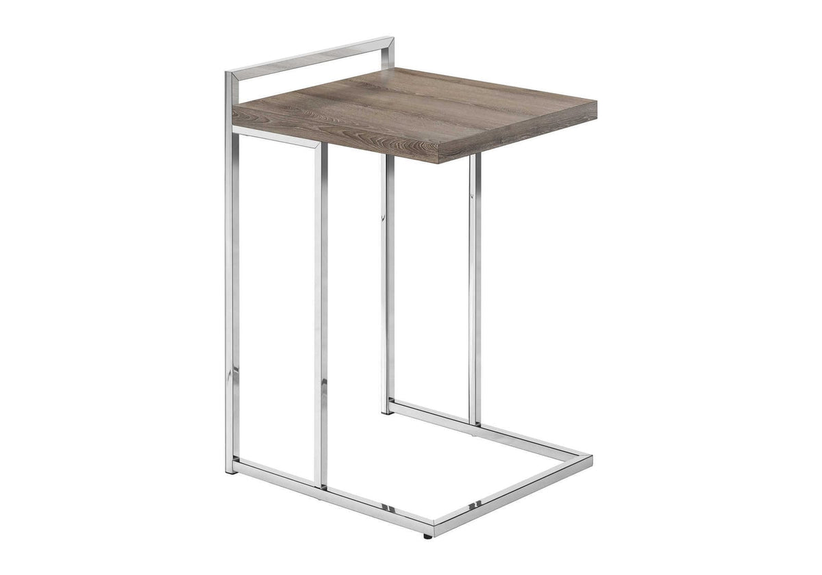 C-Shaped Accent Table - Taupe & Chrome for Living Room