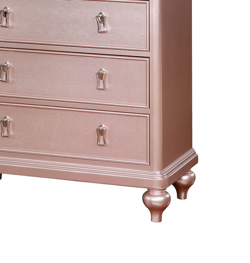 Contemporary Rose Gold Mirror Chest - Bedroom Dresser