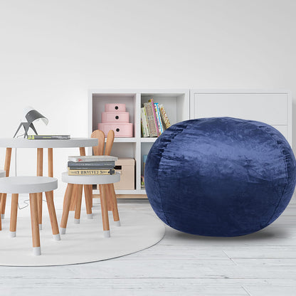 Navy Velvet Bean Bag Chair, 5ft Lounge Seat for Kids or Adults