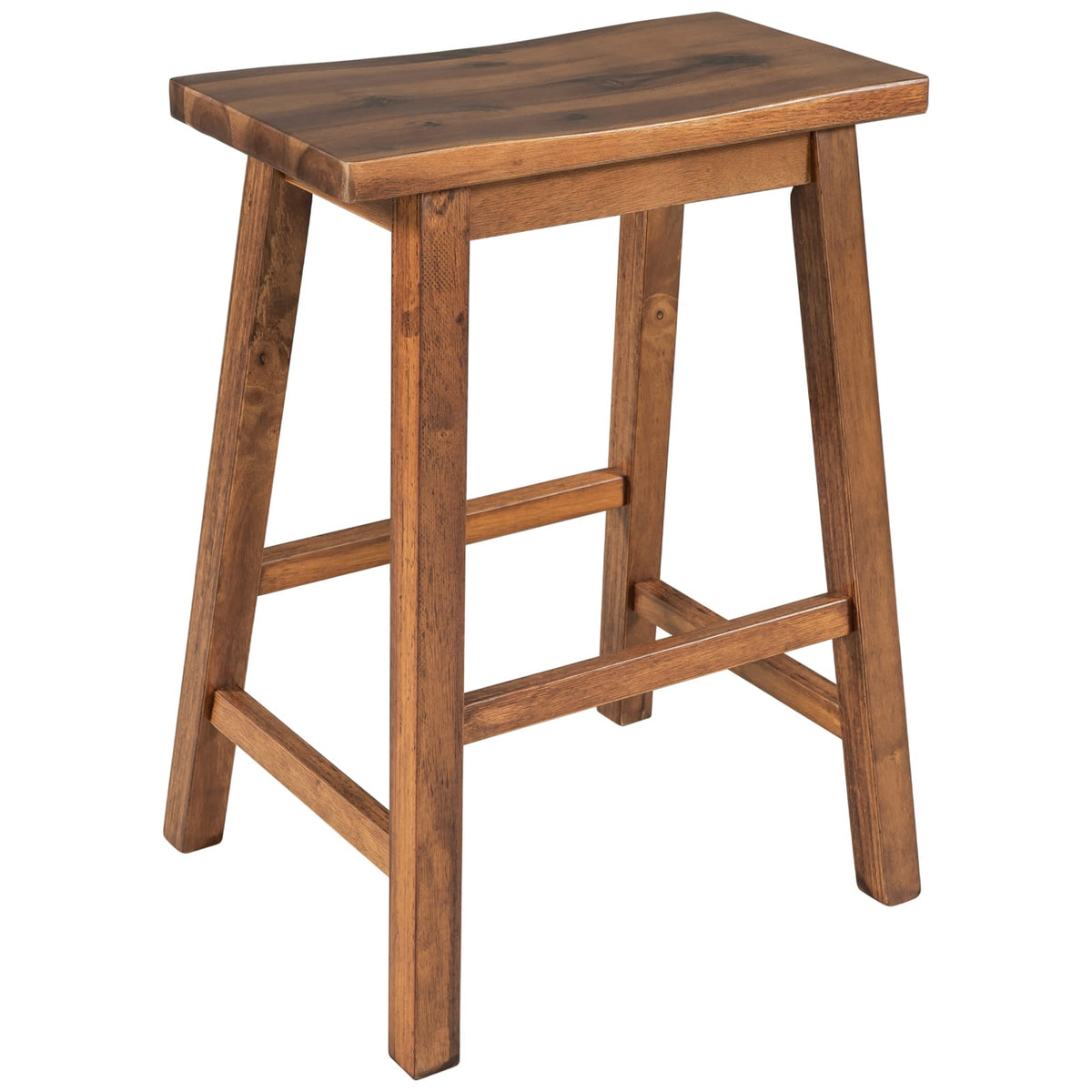 Walnut Farmhouse Dining Stools - 2 Piece Set for Dining Room